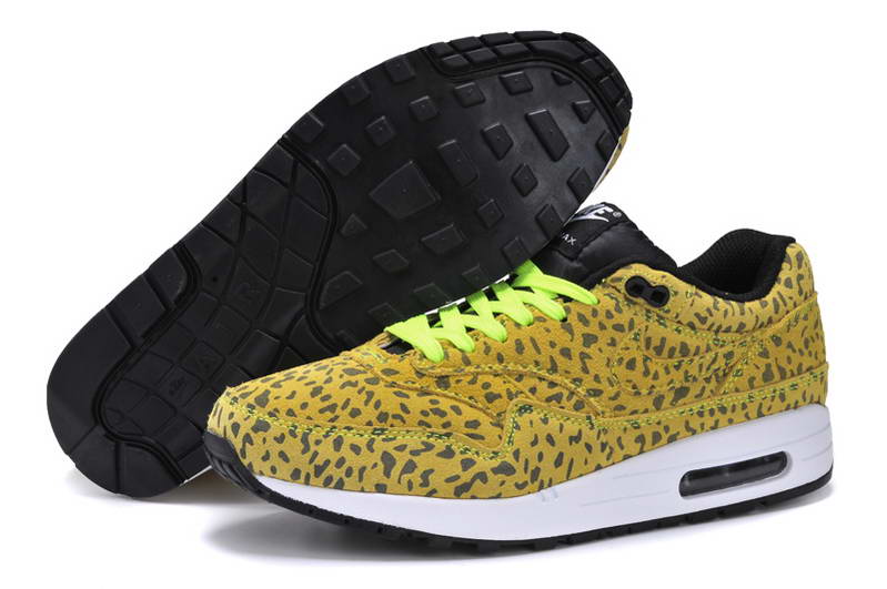 Nike Air Max 1 87 Fourrure Chaussures Hommes Jaune Leopard